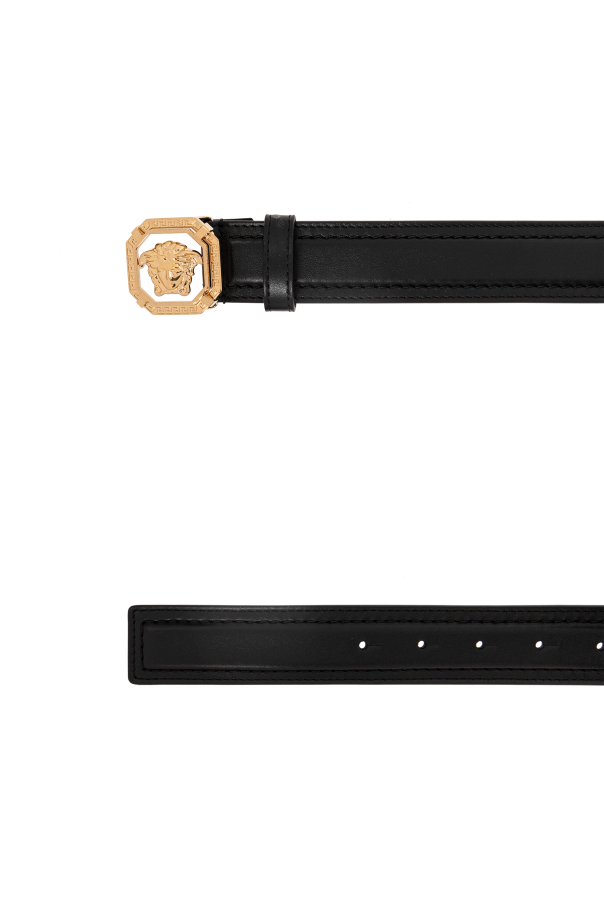 Medusa Heritage Studded Leather Belt 4 cm Black,Gold